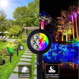 T-SUNUS RGB Solar Landscape Spotlights Christmas, Color Changing Spot Lights Waterproof IP65 Garden Pond Light | Lumora