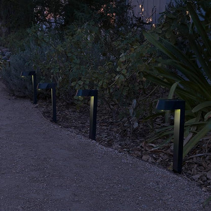 Alpine Corporation 18" H Outdoor Solar Modern Pathway Lights, Waterproof Cool White LEDs, Matte Black - Set of 4