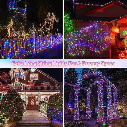 weillsnow 500 LED Multicolor Outdoor Christmas Lights, 164Ft Plug in Waterproof String Lights, 8 Modes with Memory for Outdoor Indoor Garden Halloween Christmas Decorations (Multicolor)
