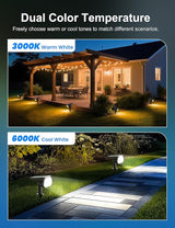 Brightown 4Pack Solar Spot Lights Outdoor [Cool & Warm Light 2-in-1], IP67 Solar Lights Outdoor Waterproof with | Lumora