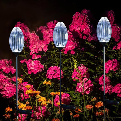 Glitzhome 3 Pieces Solar Stake Lights Outdoor, 36" H LED Solar Landscape Decorative Lights, Flower Stake Light for Garden, Backyard, Lawn, Pathway, Cemetery