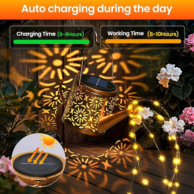 X-PREK Solar Garden Lights Outdoor Decoration, Metal Solar Watering Can Lights Outdoor Waterproof, Small Patio | Lumora