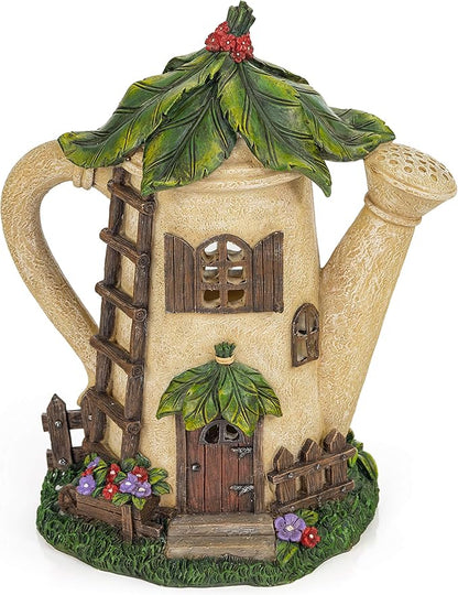 VP Home Watering Can Fairy Cottage Solar Light for Home and Outdoor Decor, Watering Can Solar Powered Flickering LED Garden Light Fairy Cottage Backyard Halloween Decoration