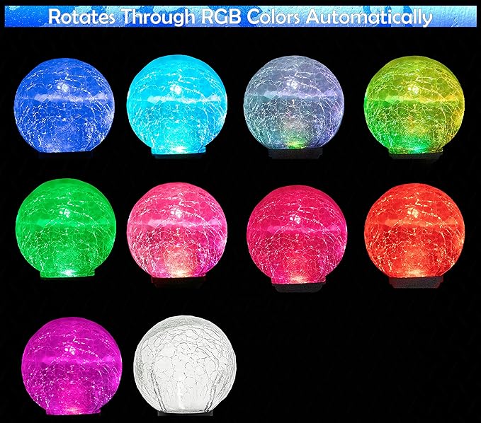 Solar Wind Chimes w/Color Changing Crackle Glass Globe Light w/Butterfly & 4 Iron Tubes - Outside Hanging Led Solar Lights Outdoor Garden Lantern Light