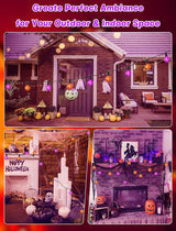 50ft Halloween Outdoor String Lights, G40 LED Halloween Globe Lights with 27 Frosted Orange and Purple Bulbs(2 | Lumora