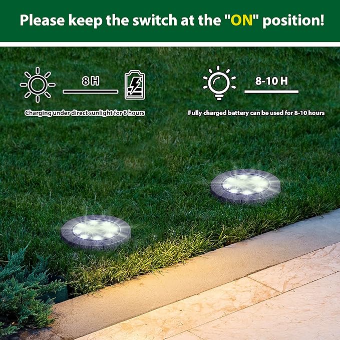 Glitzhome Solar Ground Lights Outdoor Waterproof 4 Pack Resin Solar Garden Lights Disk Lights for Walkway Yard | Lumora