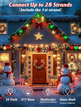 25Ft C9 LED Christmas Multicolor String Lights, Vintage Christmas Lights with 27 C9 Red/Green/White LED Bulbs | Lumora