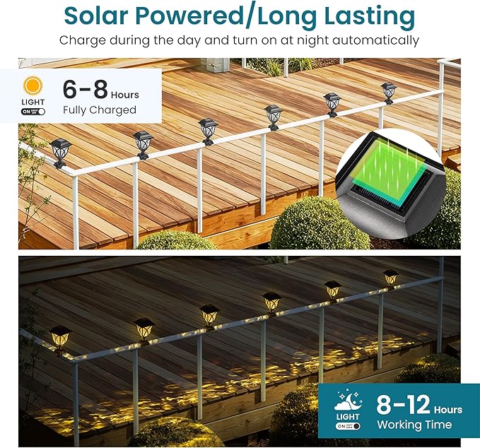 Solar Fence Lights Outdoor Waterproof, Led Solar Lights Outdoor for Chain Link Fence, Step, Stairs, Trampoline, Yard and Pathway, Warm White 8 Pack
