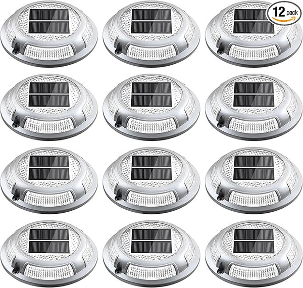 Solar Driveway Lights, 12 Pack Heavy Duty Driveway Lights Solar Powered 2 Color Mode (Cool/Warm White) IP68 | Lumora