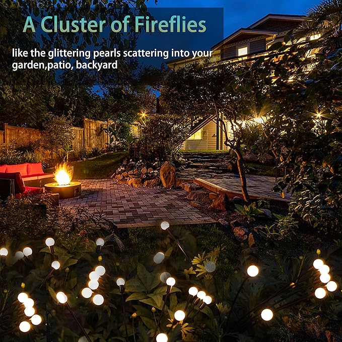Solar Garden Lights - Pack of 4 Solar Firefly Lights Sway by Wind, Waterproof 40 LEDs Outdoor Lights, Pathway | Lumora