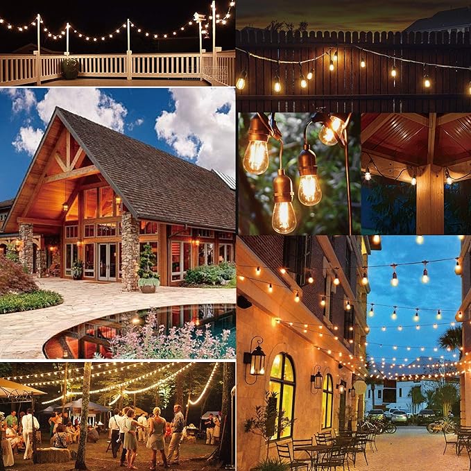 Outdoor String Lights LED 100FT Commercial Grade Heavy Duty Light String Lights with 30 Sockets 32 Shatterproof | Lumora