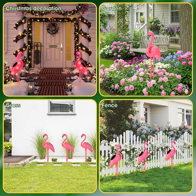 Solar Garden Lights Outdoor, Flantor Solar Flamingo Lights 4 Pack, Waterproof Outdoor Solar Powered Decor Light for Yard Lawn Garden Decor & Landscape Lighting