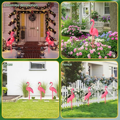 Solar Garden Lights Outdoor, Flantor Solar Flamingo Lights 4 Pack, Waterproof Outdoor Solar Powered Decor Light for Yard Lawn Garden Decor & Landscape Lighting