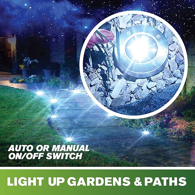 Bell+Howell Disk Lights Solar Weatherproof LED Outdoor, As Seen on TV 4 Pack