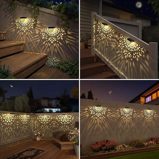 Solar Fence Lights Wall lihgts Outdoor Decorations 6 Pack Solar Step Lights Outdoor Waterproof LED Solar Powered | Lumora