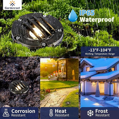 Gardenreet MR16 Well Light - Solid Brass Electric LED Low Voltage Inground Lighting, 12V Replaceable Bulb Weatherproof Fixture, Antique Bronze for Wall Yard Patio Without MR16 Bulb