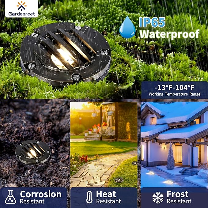 Gardenreet Low Voltage Well Light - Brass Ip65 All Weather In-Ground Hardwired LED Lighting, 12V Directional | Lumora