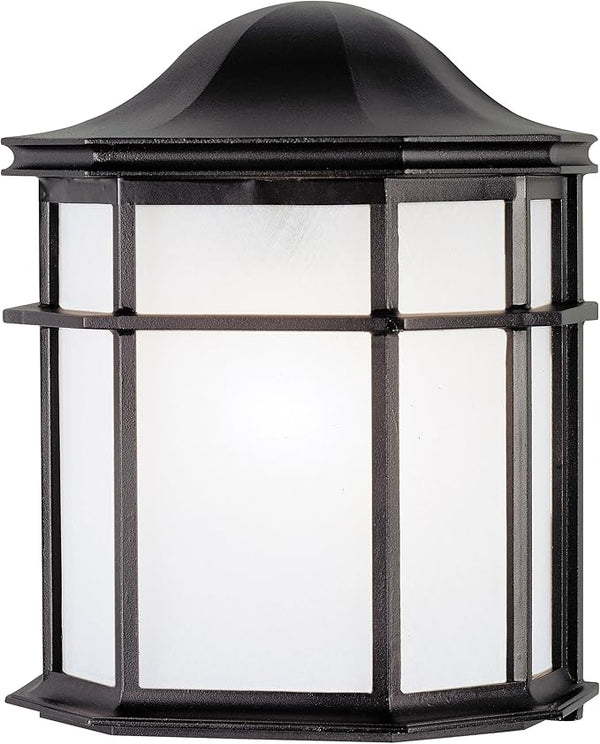 6689800 One-Light Exterior Wall Lantern, Textured Black Finish on Cast Aluminum with Frosted Acrylic Lens | Lumora