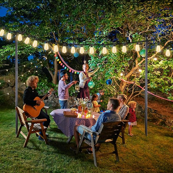 Lightdot Outdoor String Light Poles, 9FT Metal Patio Light Poles Post for Outside with Fork for Outside Hanging | Lumora