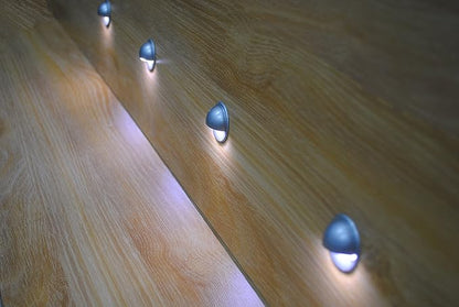 FVTLED LED Stair Lights Kit Low Voltage Waterproof IP65 Outdoor Half Moon 1-2/5" Stainless Steel Recessed Wood Deck Lighting Yard Garden Patio Step Landscape Pathway LED Light (Cold White)
