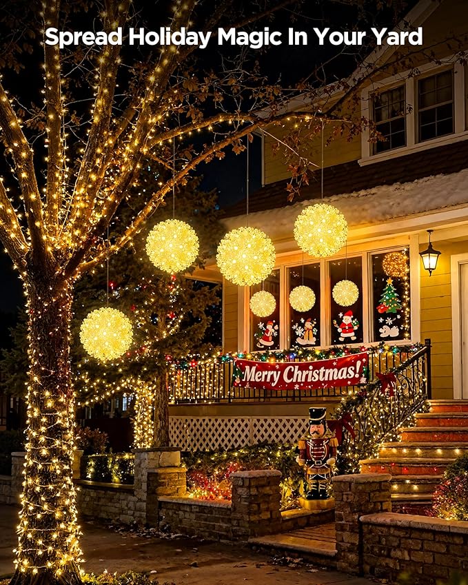 Brightown Outdoor Christmas Decorations-Starlight Sphere, Replaceable Bulbs with Add-On Plug, Lighted Sphere Balls | Lumora