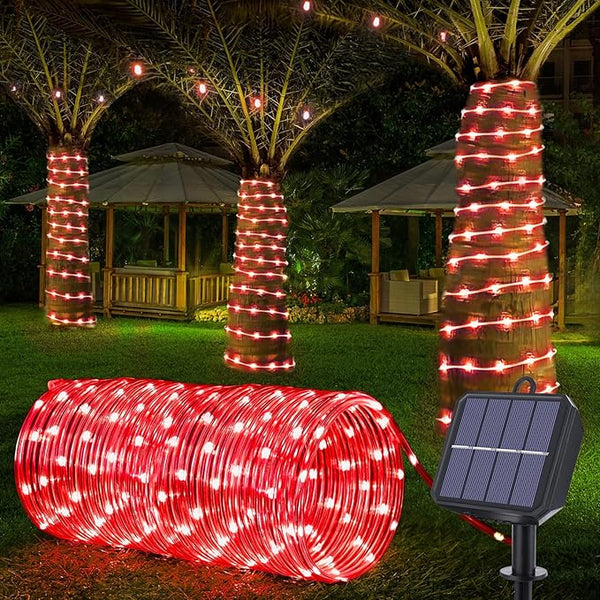 Solar Rope Lights, 66ft 200LED Solar String Lights, 8 Modes Waterproof Solar Powered Outdoor Light, Flexible Clear | Lumora