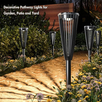 Solar Pathway Lights, Waterproof Outdoor Landscape Light for Garden Decor Yard Pathway Walkway Driveway Patio, Warm/White Dual Color x 6 Pack