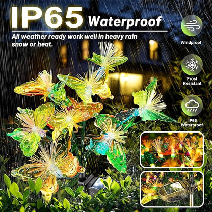Solar Garden Lights Outdoor: 2Pack 16LED IP65 Waterproof Wind Swaying Butterfly Flower Light - Fairy Colarful Decorations for Outside Yard Patio Cemetery - Angel Christmas Gifts for Mom Women