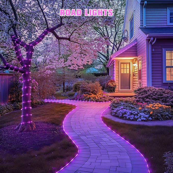 JMEXSUSS 2 * 200 LED Pink Solar Rope Lights, 66ft IP 65 Waterproof Solar String Light Outdoor, 8 Modes Christmas | Lumora