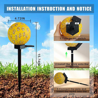 Bee Design Solar Pathway Lights Outdoor, Waterproof LED Garden Light with 7 Colors, Auto On/Off Landspace Lantern, Garden Decor for Yard, Patio, Planter, Walkway