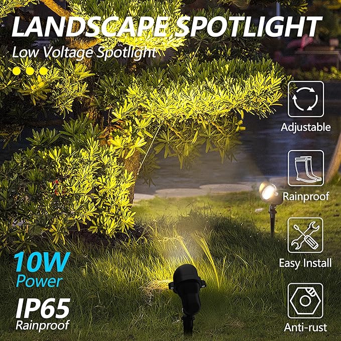 Low Voltage Landscape Lighting: 10W MR16 LED Landscape Lights 12-24V 3000K Warm - Outdoor Security Flood Light | Lumora