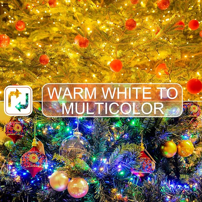 Color Changing Christmas Lights - Christmas Tree Lights - 180FT 500 LED with 11 Modes, Warm White and Multi & Color Christmas Light String, for Xmas Tree Decorations Garden Party