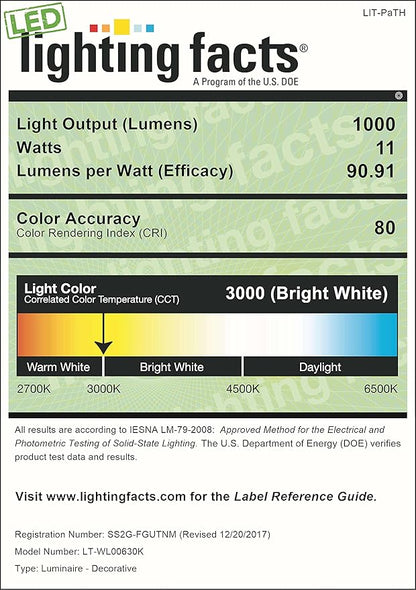 LIT-PaTH Outdoor LED Wall Lantern, White Large Exterior Wall Light Fixture, 3000K Warm White, 11W 1000 Lumen, Anti-Rust Aluminum Porch Lighting for Outside, Patio, Garage, 1 Pack