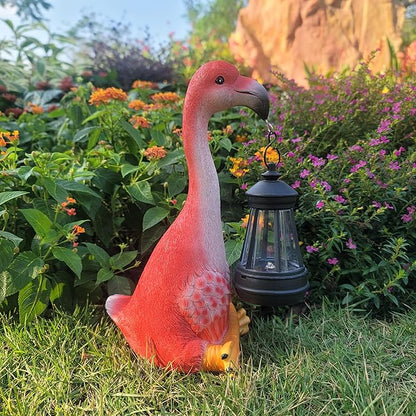 Resin Flamingo Solar Lights are Suitable for Sculptures in courtyards, Gardens, Pathways, porches and so on. They are Nice Gifts for Women at Christmas.