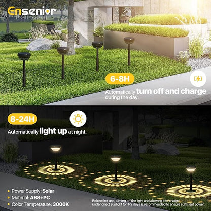 Ensenior 10-Pack Solar Lights Outdoor, Auto ON/Off 3000K LED Solar Garden Lights for Pathway, Yard, Patio, Walkway, Flower Bed, Halloween Christmas Landscape Lighting, IP65 Waterproof, Flag Lights