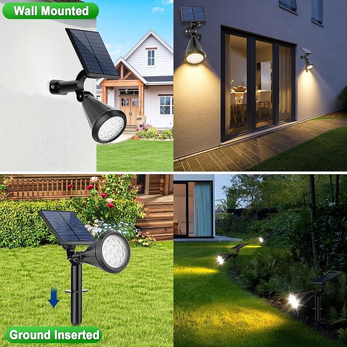 8 Pack Solar Spot Lights Outdoor Waterproof 180 Adjustable Solar Powered Landscape Lights for Yard, Garden | Lumora