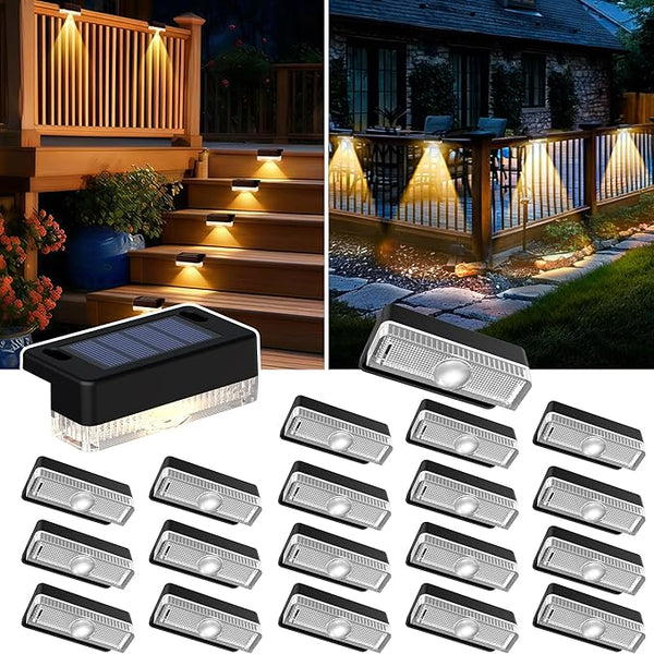 Solar Deck Lights Outdoor 20 Packs, Solar Powered LED Step Lights Waterproof Outdoor for Deck, Stairs, Step, Fence | Lumora