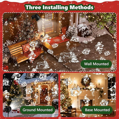 Christmas Projector Lights Outdoor, 3D Dynamic Christmas Light Projector Outdoor Christmas Lights, Landscape Decorative Lighting Waterproof for Yard Wall Holiday Xmas New Year Decorations