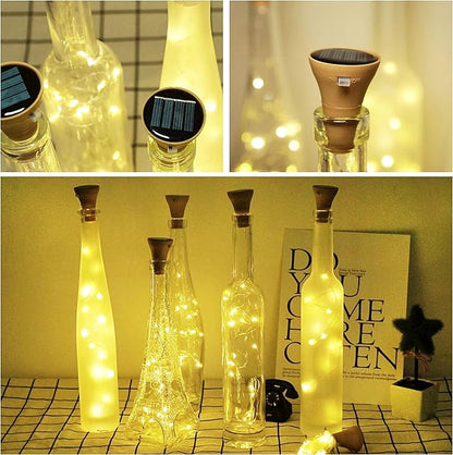 Decorman Upgraded 10 Pack Solar Wine Bottle Lights 20 LEDs Waterproof Silver Wire Cork Lights for Party, Wedding, Christmas, Holiday, Outdoor, Garden, Patio, Pathway Decor