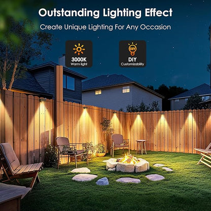 Fence Lights Outdoor, IP65 Waterproof Deck Light with 45.93ft Cable, Warm White Step Lights for Stairs, Step, Yard, Patio, and Pathway (10 Pack)