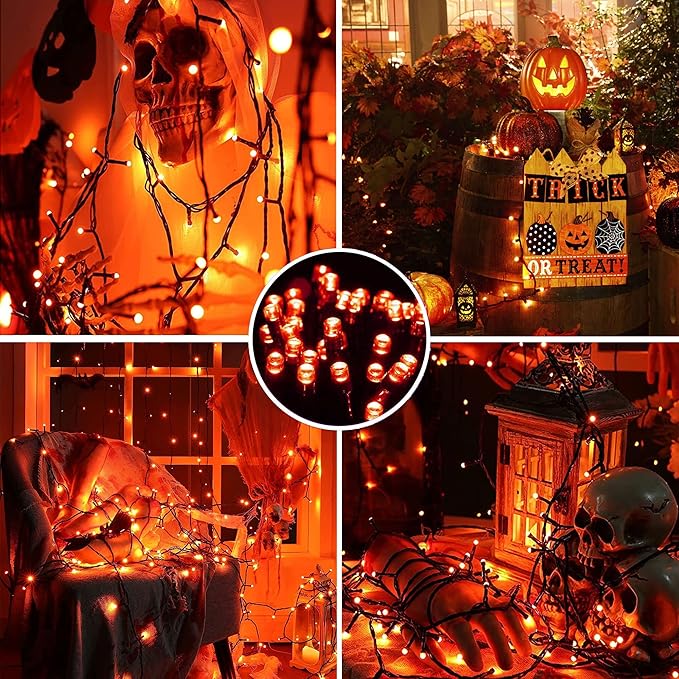 AmyHomie 300LED Orange Christmas String Lights with 8 Modes, Waterproof Fall Lights Outdoor Indoor Fall Decor Fairy | Lumora