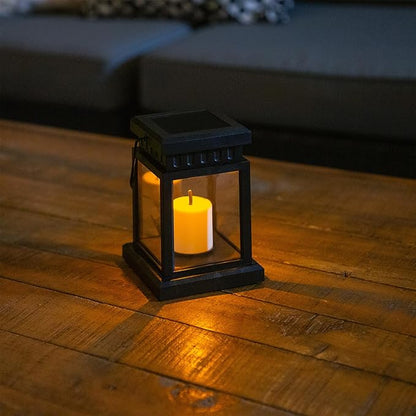 Alpine Corporation 19" Tall Outdoor Solar Powered Hanging or Stake Lanterns, Black (Set of 6)
