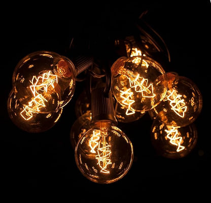 Hometown Evolution, Inc. Edison Bulb Outdoor String Lights with Hand-Threaded Filament (G50 Spiral Edison - Black Wire, 10 ft)