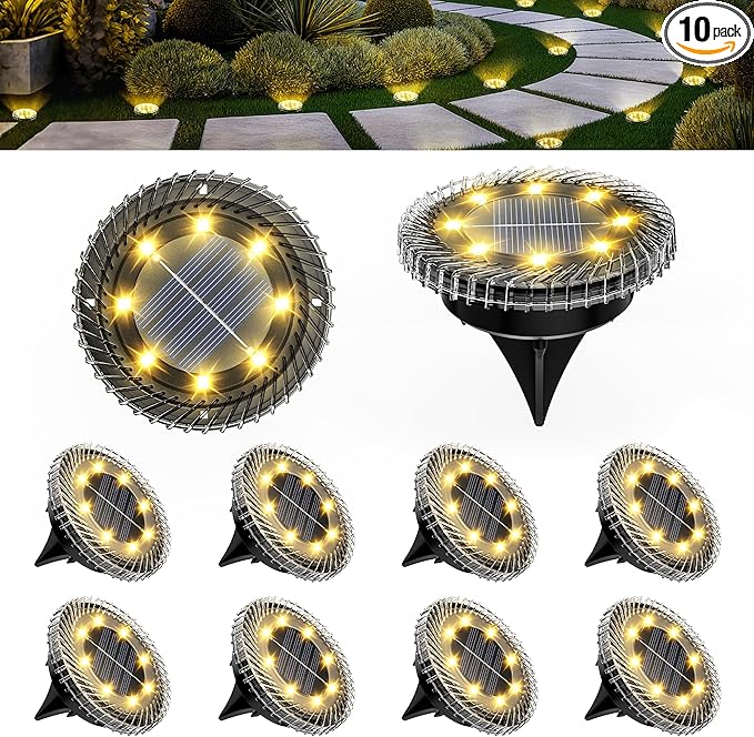 10 Pack Small Solar Ground Lights, Pathway Lights Waterproof, Outdoor Solar Light for Garden, Driveway, Walkway | Lumora