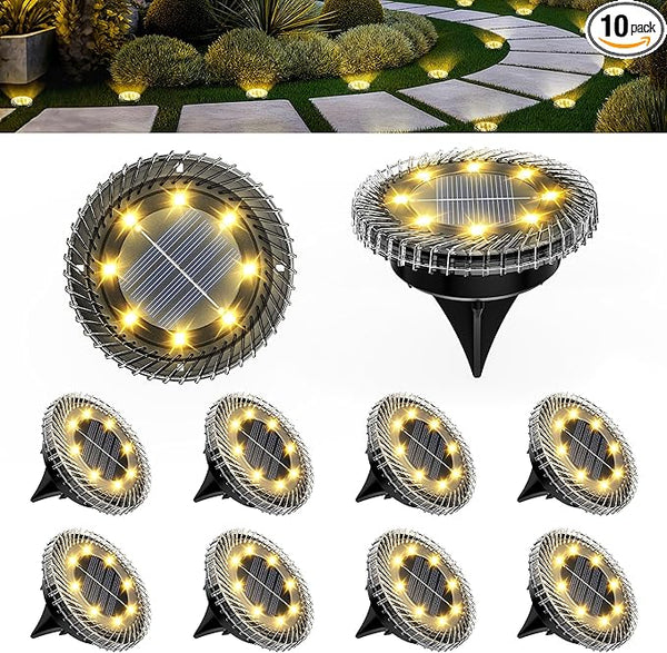 10 Pack Small Solar Ground Lights, Pathway Lights Waterproof, Outdoor Solar Light for Garden, Driveway, Walkway | Lumora