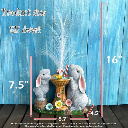 Solar Rabbit Garden Statues，LED Lights Outdoor with 7 Multi-Color Changing Modes Solar Garden Decor Yard Lights Outside Patio Lawn, Gifts for Mom Grandma Women Birthday