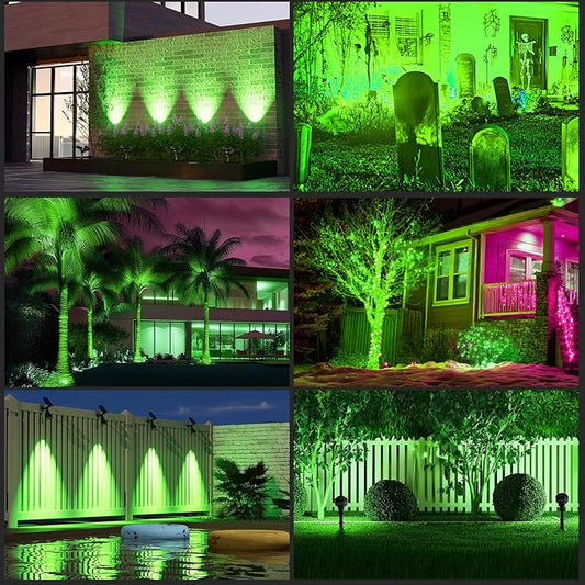 T-SUN Green Solar Spotlights, Green Solar Lights Outdoor, Auto-ON/Off 180°Angle Adjustable Solar Lights for Tree, Patio, Yard, Garden, Driveway, Pool Area (Green-2pack)