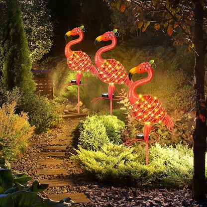 2 Pcs Flamingo Solar Lights Flamingo Yard Decorations Outdoor 32.48'' H Summer Waterproof LED Solar Lamp Pink Warm White Metal Garden Housewarming Gifts for Lawn Patio Pathway Landscaping