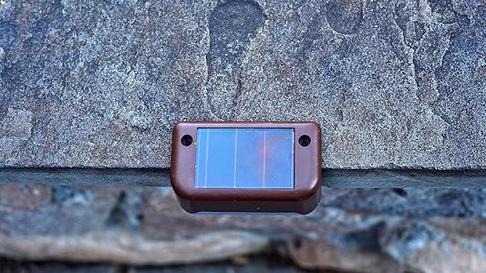 Maxsa 47332 Solar-Powered LED Deck and Railing Lights, Auto On/Off Dusk-to-Dawn, Weatherproof for Decks, Steps, and Railings, Brown Finish, 4-Pack