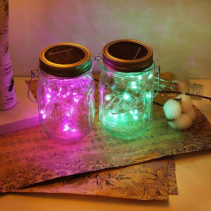 Decorman Solar Mason Jar Lid Lights, 6 Pack 20 LED Waterproof String Fairy Star Firefly Jar Lids Lights for Patio | Lumora
